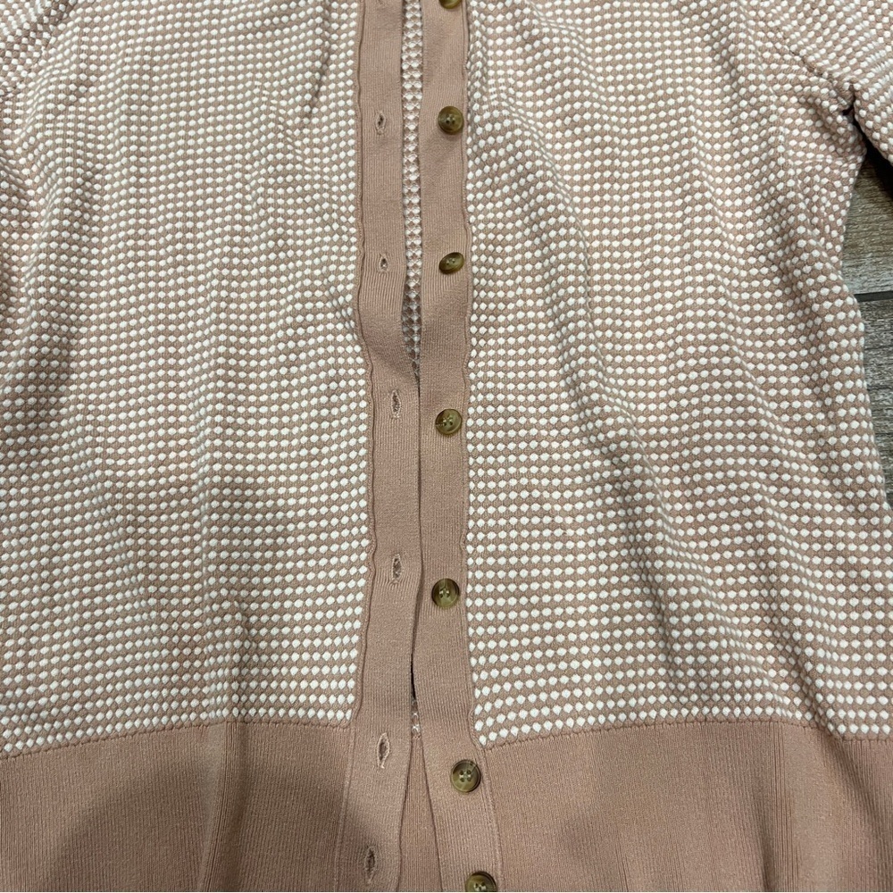 Ann Taylor | Light Pink and White Button-Up Cardigan - Picture 4 of 6